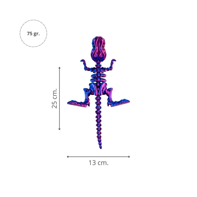 JUGUETE DINOSAURIO T-REX TORNASOL IMPRESION 3D MORADO - 3