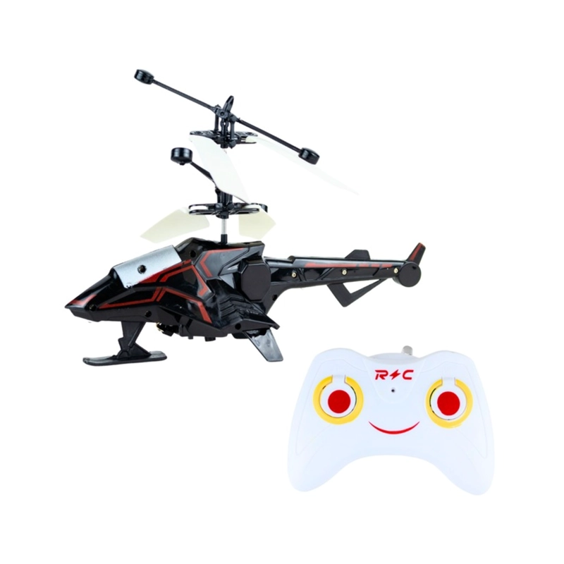 HELICOPTERO DE JUGUETE VOLADOR POR INDUCCION CON CONTROL REMOTO NEGRO ROJO - 1