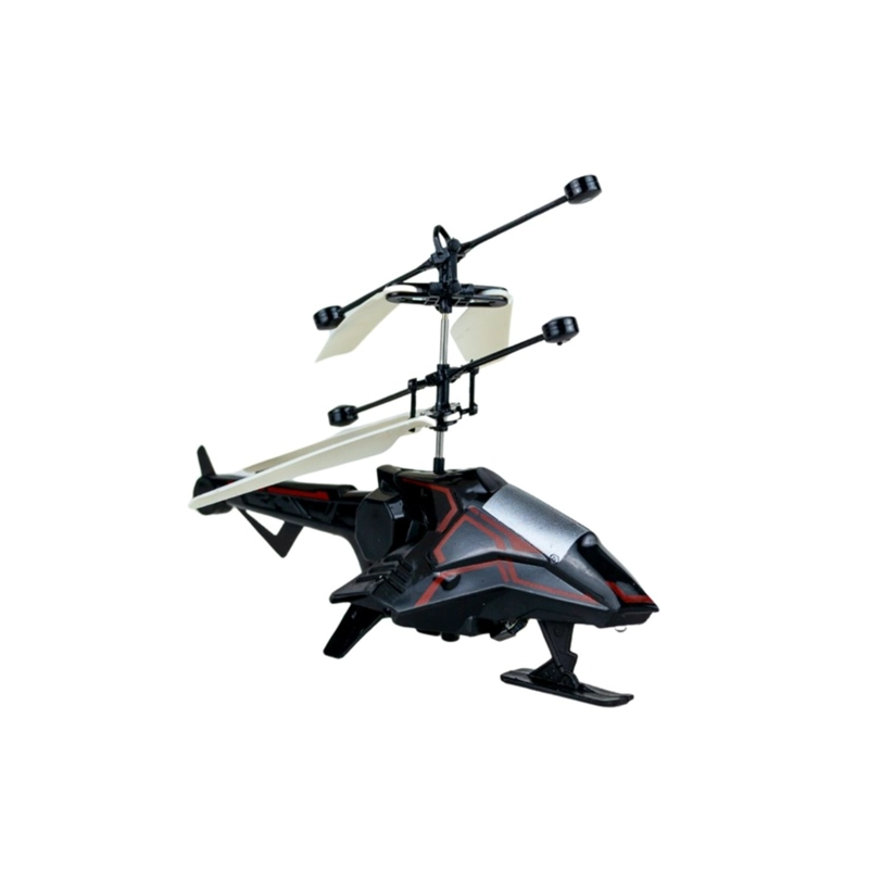 HELICOPTERO DE JUGUETE VOLADOR POR INDUCCION CON CONTROL REMOTO NEGRO ROJO - 2