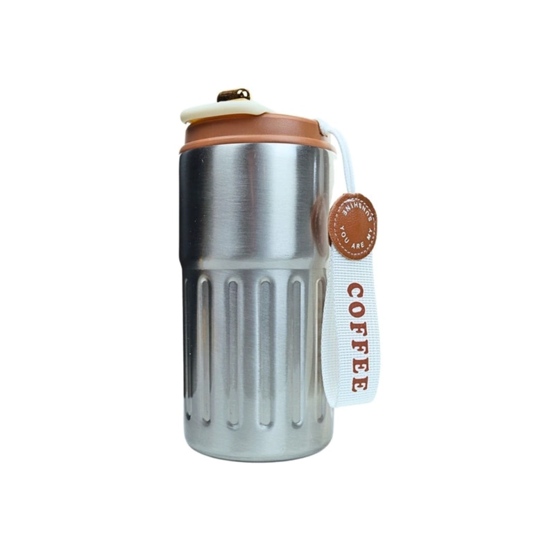 VASO TE RMICO DE ACERO INOXIDABLE TERMOMETRO 460 ML PLATEADO - 5