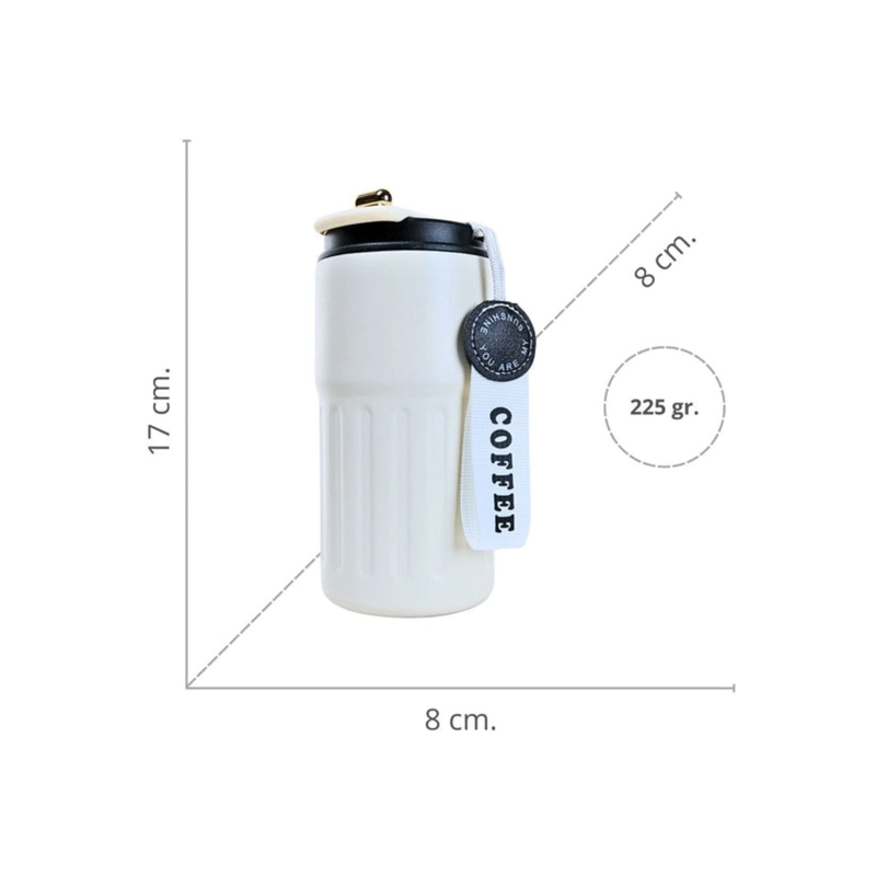 VASO TE RMICO DE ACERO INOXIDABLE TERMOMETRO 460 ML NEGRO - 2