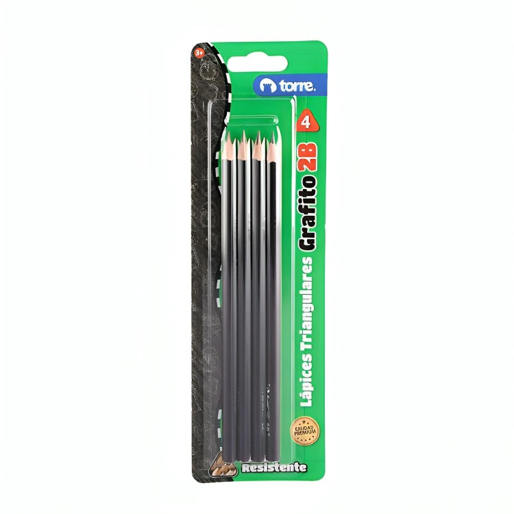 PACK 4 LAPICES GRAFITO TRIANGULAR 2B 4 UND. – TORRE - 2