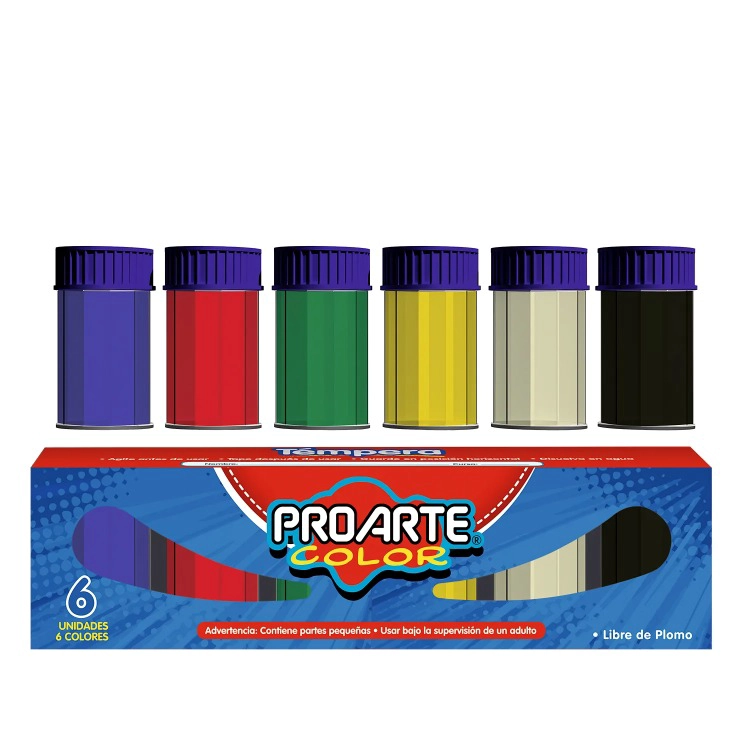 PACK 4 TEMPERAS 6 COLORES 15 CC – PROARTE - 1