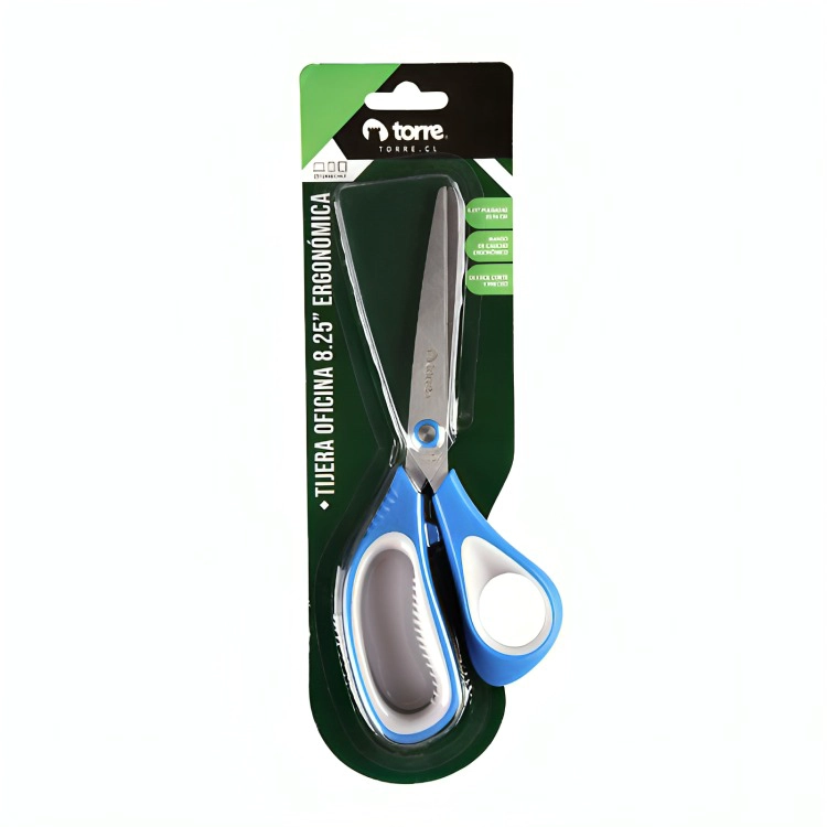 PACK 3 TIJERA DE OFICINA 8.25″ ERGONOMICA BLISTER – TORRE - 1