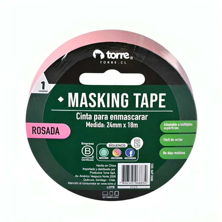 PACK 3 CINTA MASKING ROSADA 24MM. X18M. – TORRE - 3
