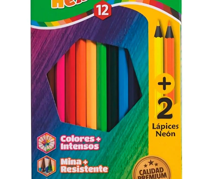 PACK 3 LAPICES DE COLORES HEXAGONALES 12 UNIDADES + 2 NEON – TORRE - 1
