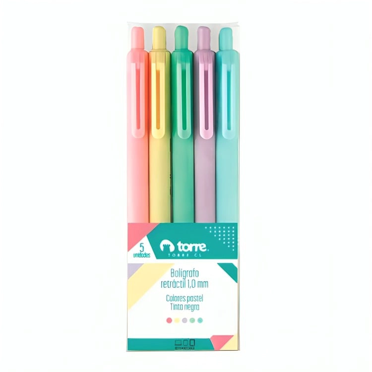 PACK 3 SET 5 BOLIGRAFOS COLOR NEGRO 1.0 MM CUE PAST – TORRE - 2