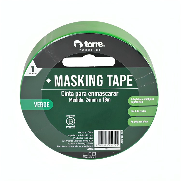 PACK 3 CINTA MASKING VERDE 24MM. X18M. – TORRE - 3
