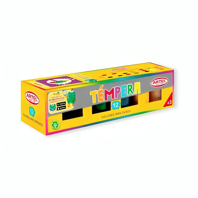 PACK 3 ESTUCHE TEMPERA 12 COLORES 15 ML – ARTEL - 1