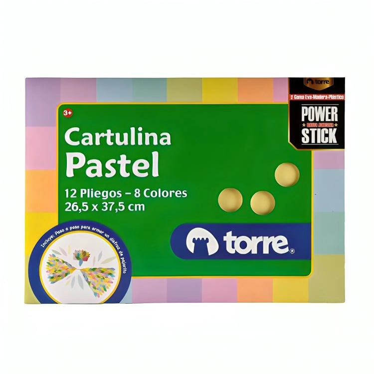 PACK 3 BOLSON CARTULINA PASTEL 12 HOJAS – TORRE - 2