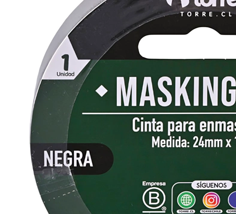 PACK 3 CINTA MASKING NEGRO 24MM. X18M. – TORRE - 1