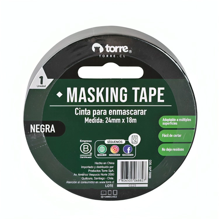 PACK 3 CINTA MASKING NEGRO 24MM. X18M. – TORRE - 2