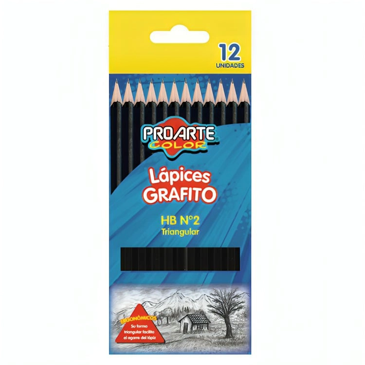 PACK 3 LAPICES GRAFITO TRIANGULAR HB N°2 12 UNIDADES – PROARTE - 3
