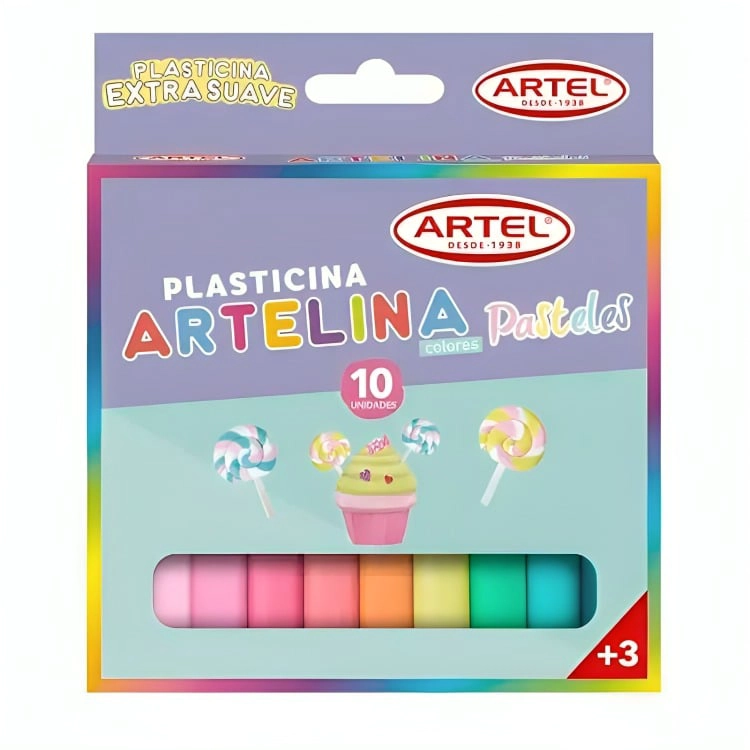PACK 3 PLASTICINA 10 UND COLORES PASTELES – ARTEL - 1