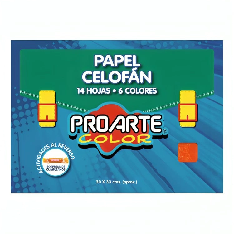 PACK 4 ESTUCHE PAPEL CELOFAN 14 HOJAS 6 COLORES PROARTE - 1