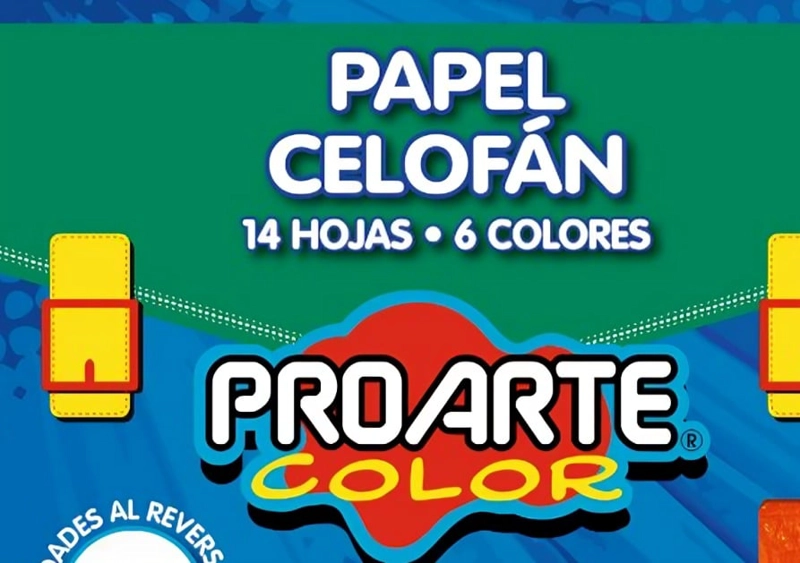 PACK 4 ESTUCHE PAPEL CELOFAN 14 HOJAS 6 COLORES PROARTE - 2