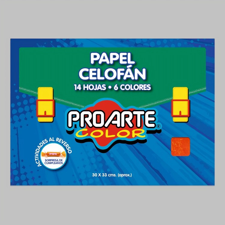 PACK 4 ESTUCHE PAPEL CELOFAN 14 HOJAS 6 COLORES PROARTE - 3