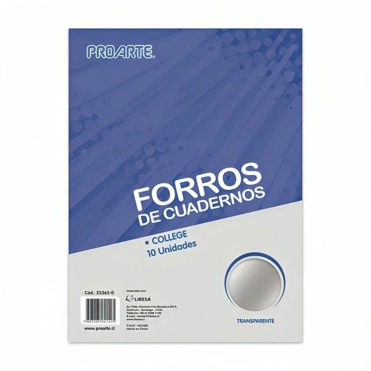 PACK 3 FORRO DE CUADERNO COLLEGE TRANSPARENTE 10 UNIDADES – PROARTE - 2