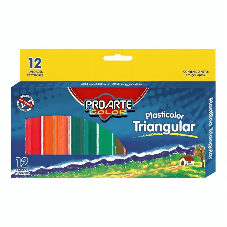 PACK 4 PLASTICINA TRIANGULAR PLASTICOLOR PROARTE - 1