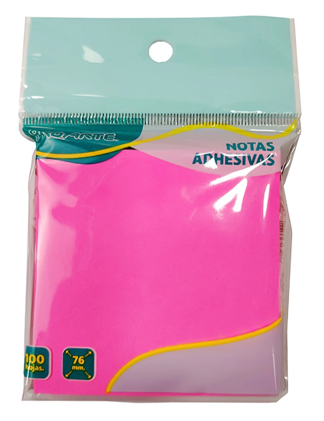 PACK 4 NOTAS ADHESIVAS PAPEL ROSADO 100H. 7,6X7,6CMS. – PROARTE - 1