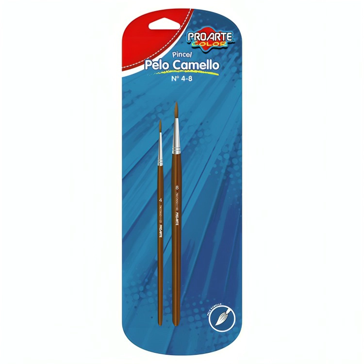 PACK 4  DE SET 2 PINCELES PELO DE CAMELLO N° 4 – 8 – PROARTE - 1