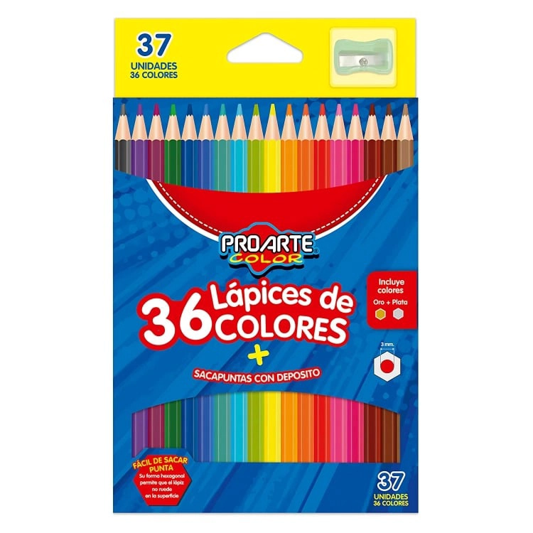 SET 36 LAPICES DE COLOR CON SACAPUNTAS – PROARTE - 1