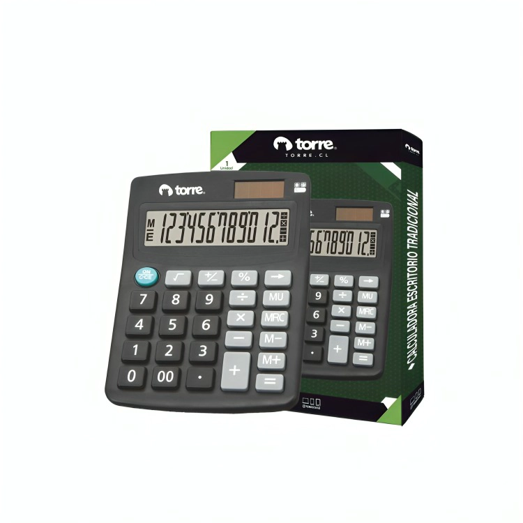 CALCULADORA ESCRITORIO NEGRA 454 – 12 DIGITOS – TORRE - 1