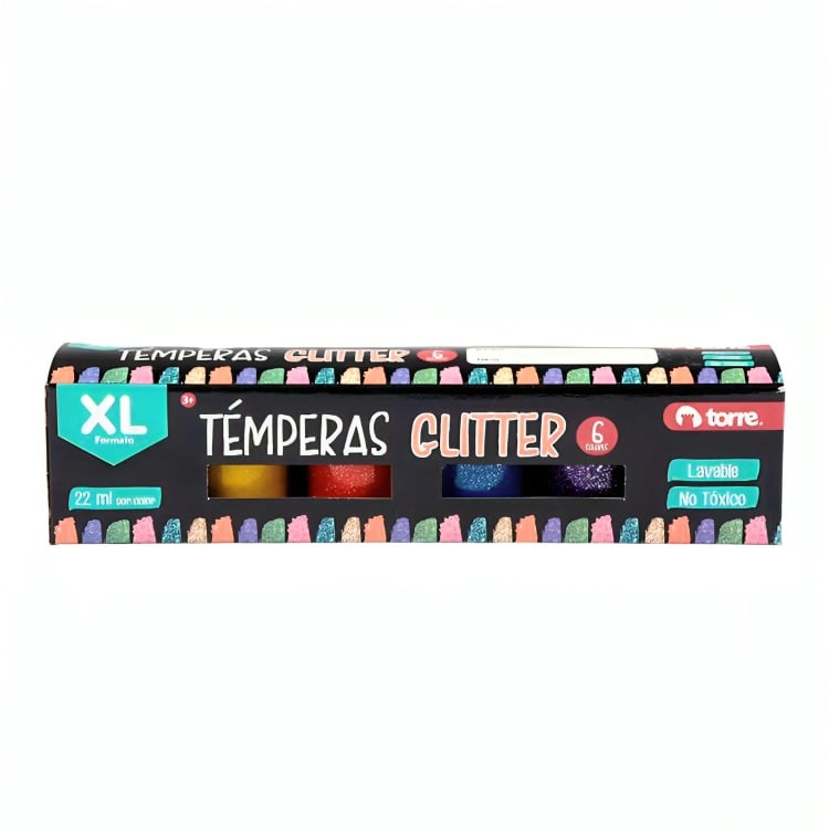 PACK 2 TE MPERAS 6 COLORES GLITTER – TORRE - 2