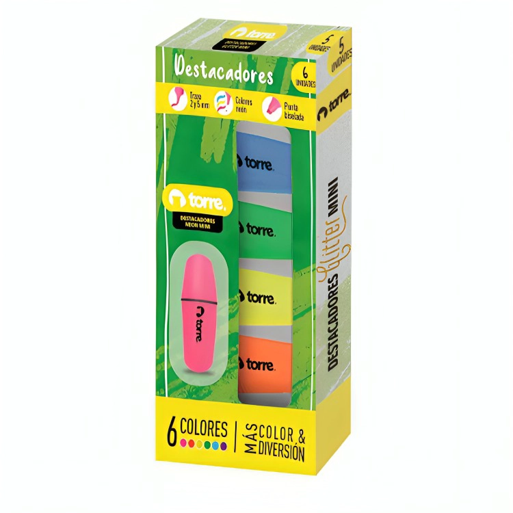 PACK 2 BLISTER DESTACADORES 6 COLORES NEON MINI – TORRE - 2