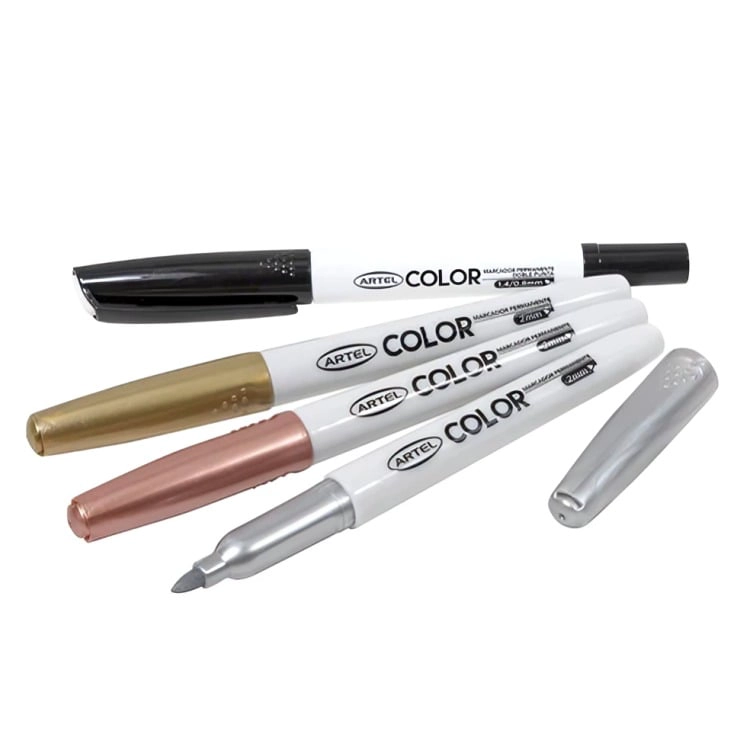 PACK 2 DE SET 3 MARCADORES PERMANENTE METALICO + 1 DOBLE PUNTA – ARTEL - 2