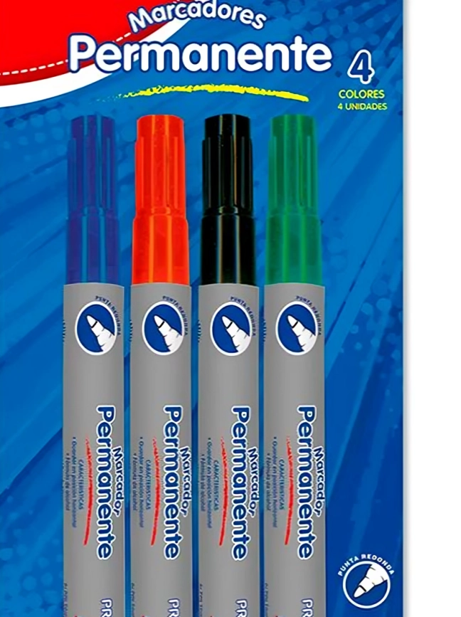 PACK 2 DE SET 4 PLUMONES PERMANENTE / NEGRO AZUL ROJO VERDE – PROARTE - 4