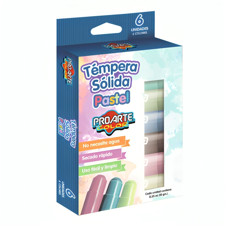 PACK 2 TE MPERA SOLIDA 6 UNIDADES PASTEL – PROARTE - 2