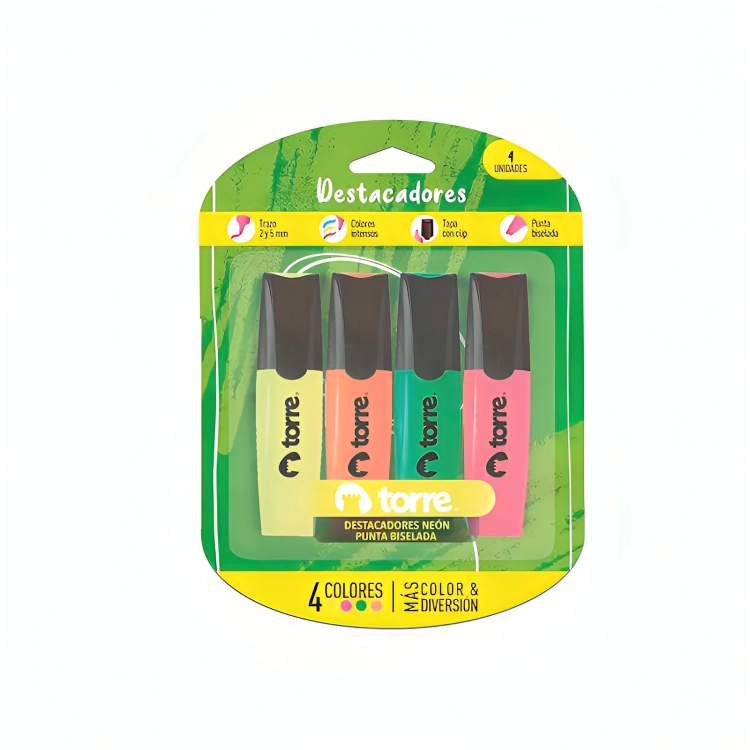 PACK 2 DESTACADOR 4 COLORES NEON BLISTER – TORRE - 3