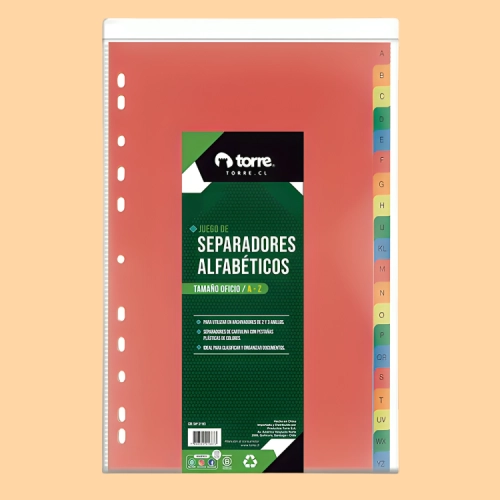 PACK 2 SEPARADOR OFICIO CARTULINA A A Z – TORRE - 2