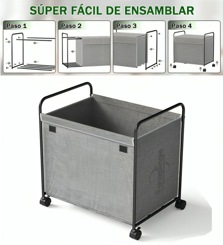 CESTO ORGANIZADOR MULTIUSO ROPA JUGUETES CON RUEDAS - 2