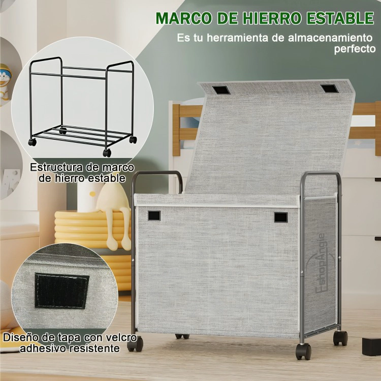 CESTO ORGANIZADOR MULTIUSO ROPA JUGUETES CON RUEDAS - 4