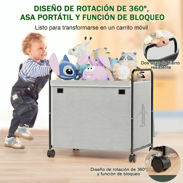CESTO ORGANIZADOR MULTIUSO ROPA JUGUETES CON RUEDAS - 5