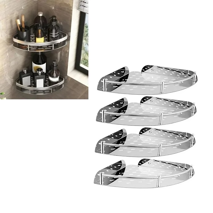 SET 4 ORGANIZADOR ESQUINERO DUCHA ACERO INOXIDABLE REPISA - 1