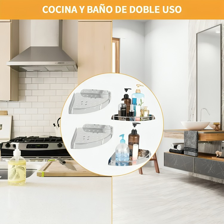 SET 4 ORGANIZADOR ESQUINERO DUCHA ACERO INOXIDABLE REPISA - 2