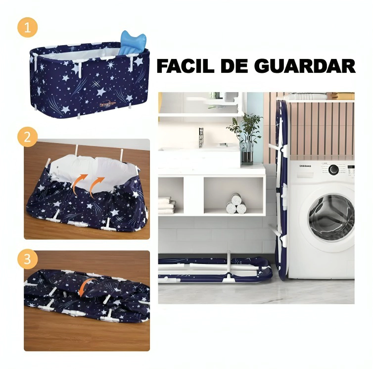 BAÑERA PLEGABLE PORTATIL ADULTOS Y NIÑOS BALDE SPA 110×55CM - 4