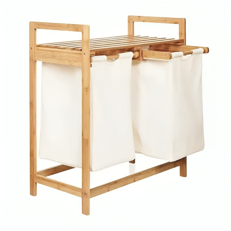 CESTA CANASTO DE ROPA SUCIA CON SOPORTE DE BAMBU - 4