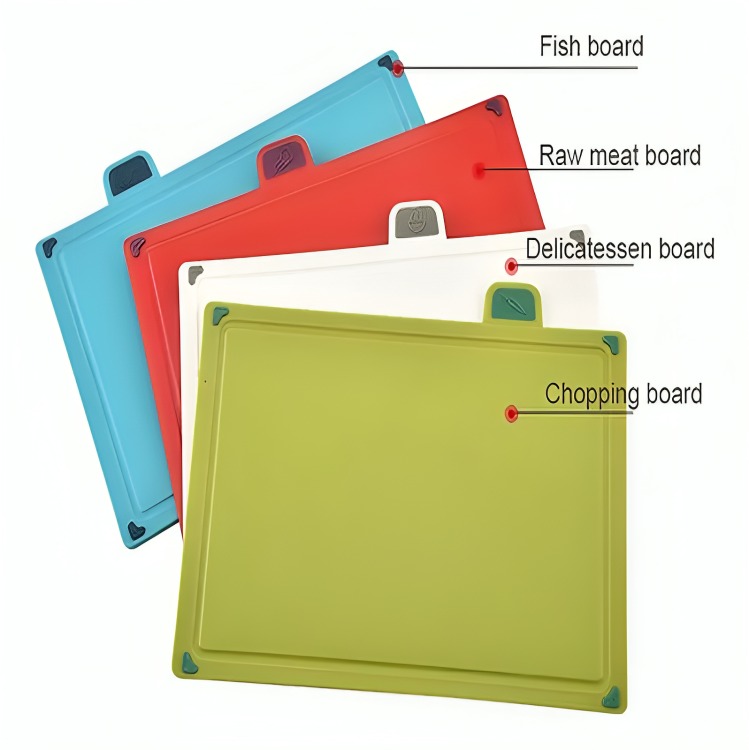 TABLAS PARA PICAR UTENSILIO COCINA CON BASE COLORES 4 PIEZAS - 2