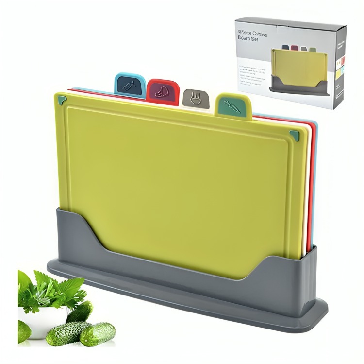TABLAS PARA PICAR UTENSILIO COCINA CON BASE COLORES 4 PIEZAS - 4