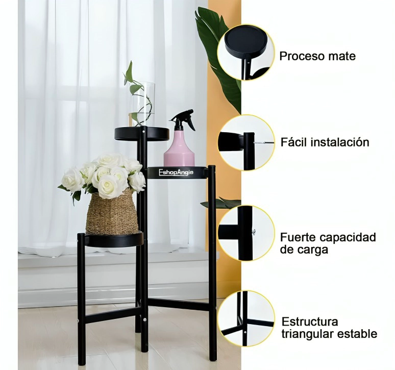 ORGANIZADOR PEDESTAL 3 NIVELES PORTA MACETERO METAL - 2