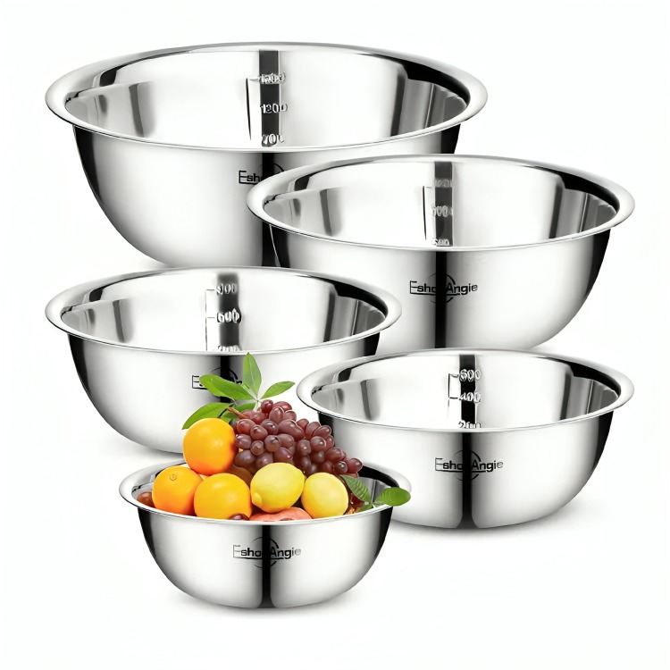 PACK 5 BOWL POCILLO ACERO INOXIDABLE REPOSTERIA COCINA PLATEADO - 2