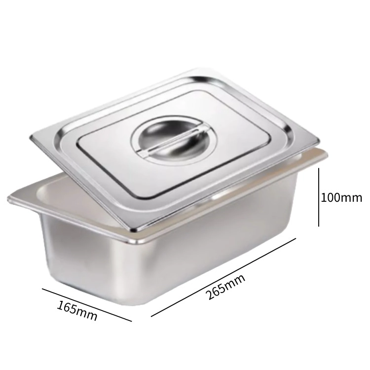PACK 6 DEPOSITO GASTRONOMICO ACERO 16 CM X 26.5 CM CON TAPA - 5