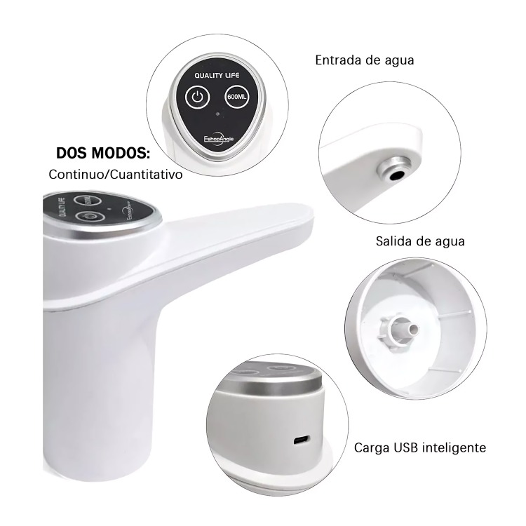 DISPENSADOR AGUA  PORTATIL USB BIDON BOTELLON - 1