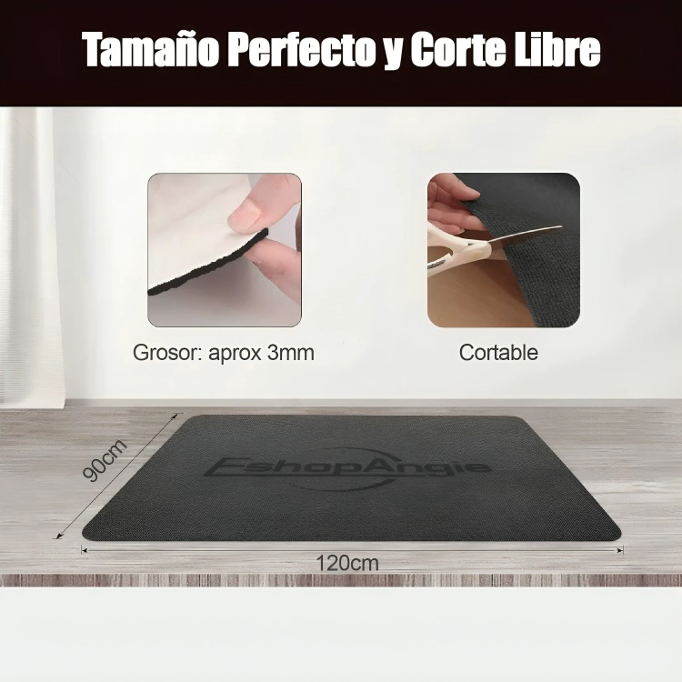 ALFOMBRILLA ANTIDESLIZANTE PARA SILLA DE OFICINA 120X90CM NEGRO - 5