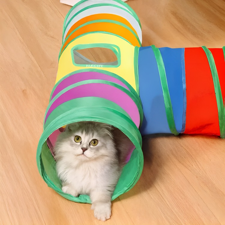 TUNEL PLEGABLE GATO 3 VIAS 20 PZS JUGUETES MASCOTA - 2