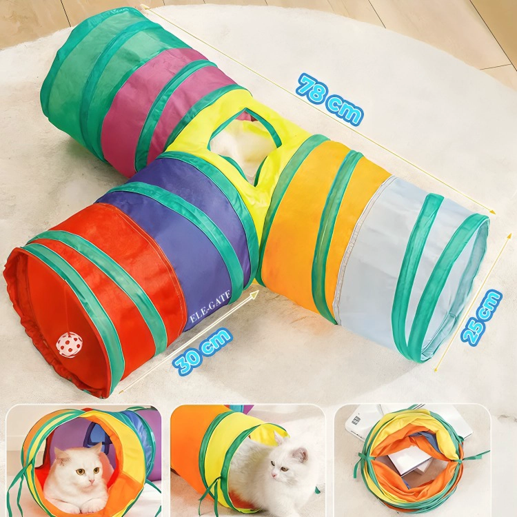 TUNEL PLEGABLE GATO 3 VIAS 20 PZS JUGUETES MASCOTA - 4